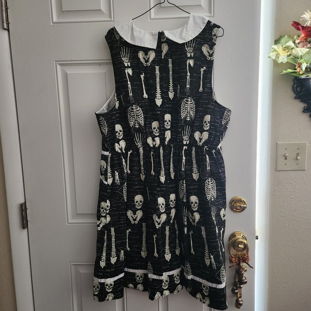 Black and White Glow in the Dark Skeleton Dress - RETROLICIOUS - US Size 22